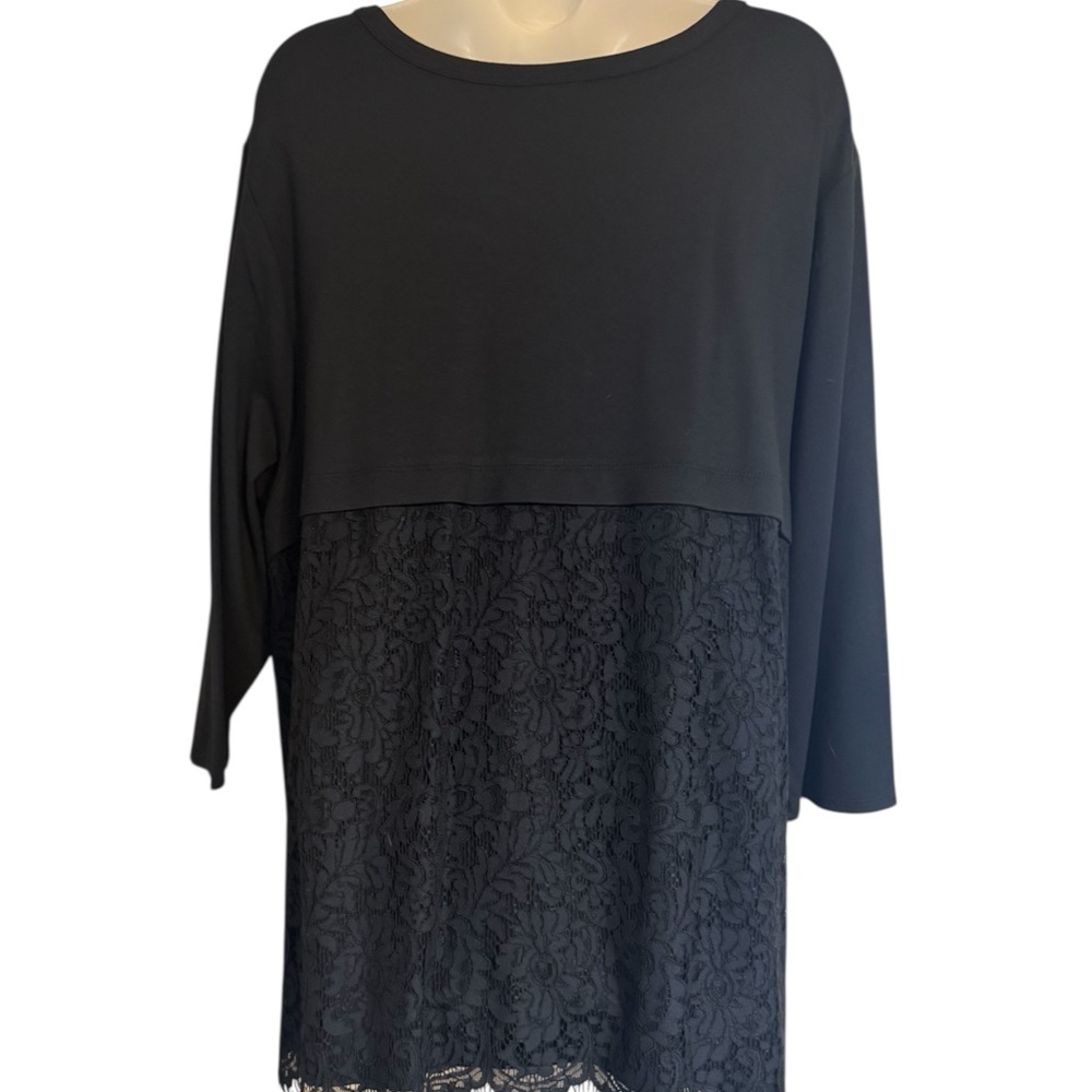 NWT J. Jill Black Ponte Knit Top w/ Lace Accents PLUS SIZE: 3X #6 - Picture 5 of 12